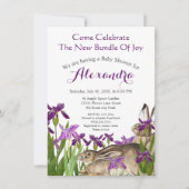 Carte Lapin Personnalisé Lapin Violet Iris Baby shower F (Devant)