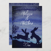 Carte Lapin Personnalisé Rabbit Bleu voeux Anniversaire  (Devant / Derrière)