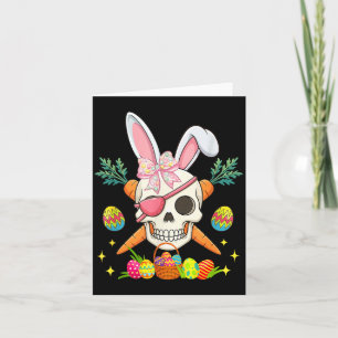 Carte Lapin Pirate Crâne Nœud Papillon Chasse de Pâques