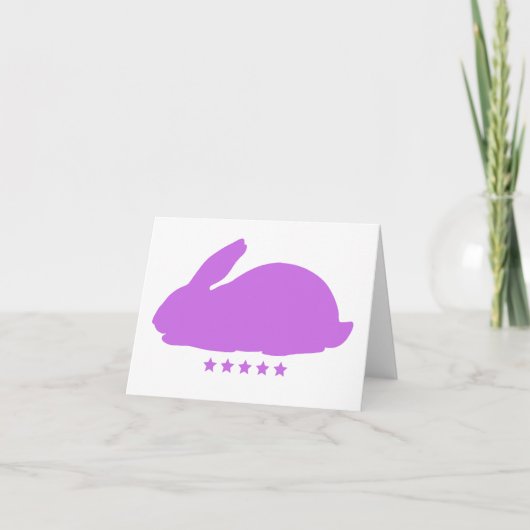 Carte Lapin pourpre avec étoiles Vide Salutation (Devant)