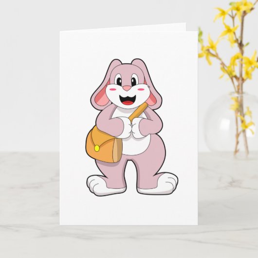 Carte Lapin randonneur avec sac (Fleur jaune)