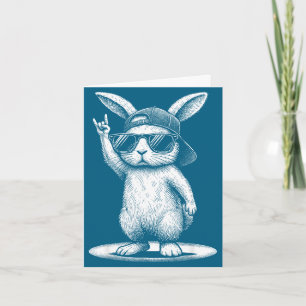 Carte Lapin rétro musique rock lapin hommes enfants femm