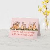 Carte Lapin Romantique Lapin Rose Saint Valentin (Fleur jaune)