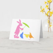 Carte Lapin rose (Fleur jaune)