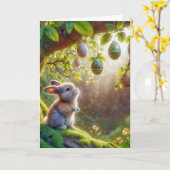 Carte Lapin sous un arbre d'œufs de Pâques (Fleur jaune)