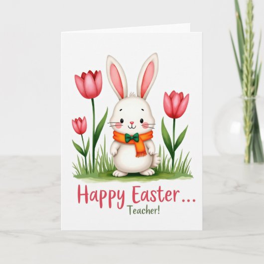 Carte Lapin Tulipe Printemps (Devant)