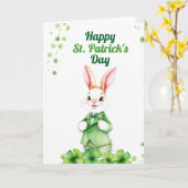 Carte Lapin vert élégant avec trèfles Saint-Patrick (Fleur jaune)