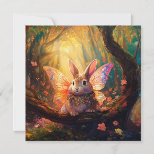 Carte Lapin Whimsical dans une forêt enchantée