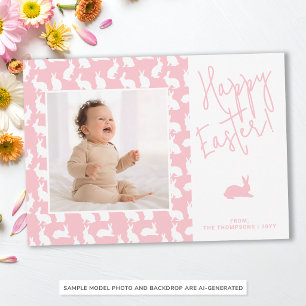Carte Lapins Blancs Sur Fond Rose Avec Photo Personnalis