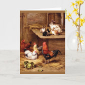 Carte Lapins coqs poules animaux de ferme lapins (Fleur jaune)