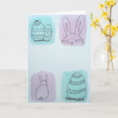 Carte lapins de Pâques  (Fleur jaune)