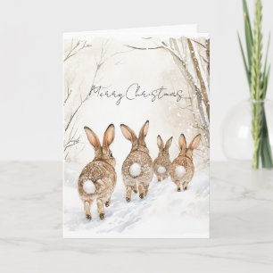 Carte Lapins de Pâques dans la neige de Noël