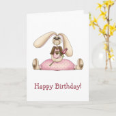 Carte Lapins doux · Le lapin et s'est levé (Fleur jaune)