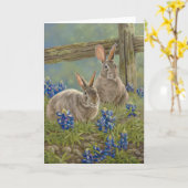 Carte Lapins et Bluebonnets (Fleur jaune)