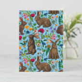 Carte Lapins et fleur sauvage (Debout devant)