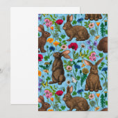 Carte Lapins et fleur sauvage (Devant / Derrière)