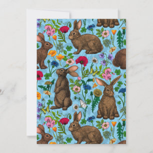 Carte Lapins et fleur sauvage