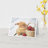 Carte Lapins et fraises (Fleur jaune)