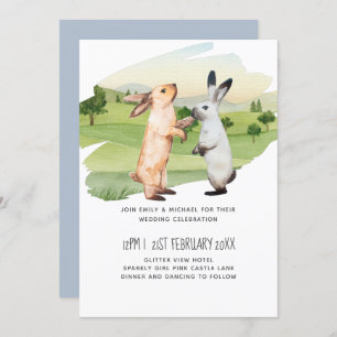Carte Lapins Mariage Couple Country Garden