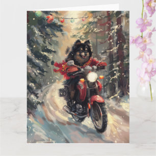 Carte Lapphund Finlandais Chien à cheval Moto Noël