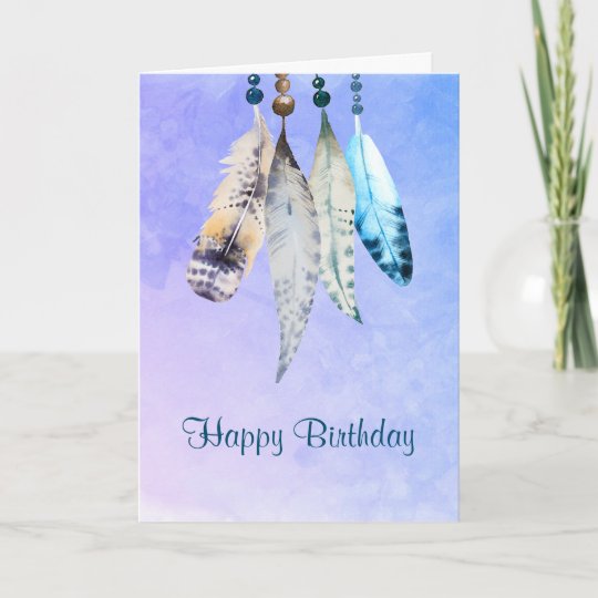 Carte L Aquarelle Perle Anniversaire De Plumes De N Le Zazzle Be