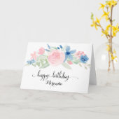 Carte L'aquarelle rougissent joyeux anniversaire de (Fleur jaune)