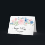 Carte L'aquarelle rougissent joyeux anniversaire de<br><div class="desc">L'aquarelle rougissent carte rose de joyeux anniversaire de roses</div>