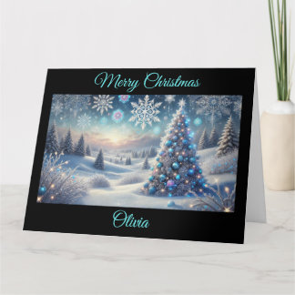 Carte L'arbre de Noël dans une merveille hivernale magiq