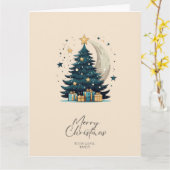 Carte L'Arbre De Noël Étoiles La Lune (Fleur jaune)