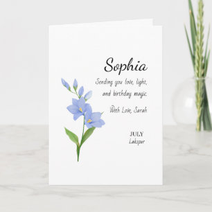 Carte Larkspur de juillet Anniversaire personnalisé