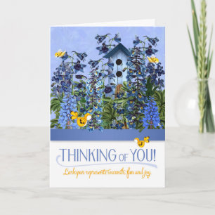 Carte Larkspur Jardin aux fleurs avec Canary Penser de v