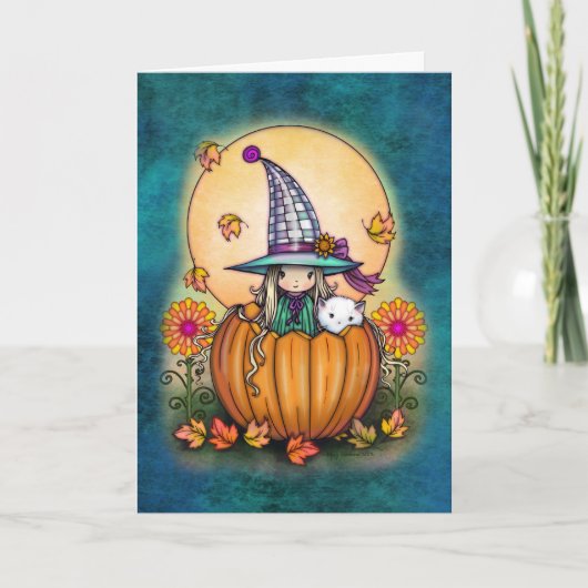 Carte L'art d'Halloween de la sorcière et de Luna (Devant)