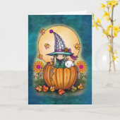 Carte L'art d'Halloween de la Sorcière et Luna (Fleur jaune)
