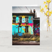 Carte L'art urbain abandonné Graffiti Building (Fleur jaune)