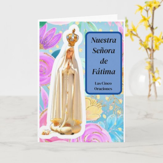 Carte Las 5 oraciones reveladas por la Virgen de Fátima (Fleur jaune)