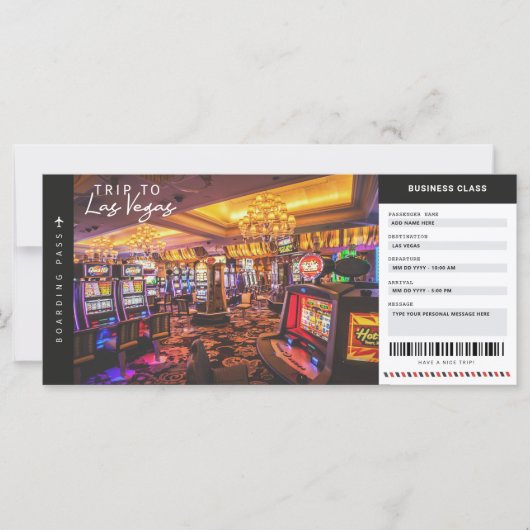 Carte Las Vegas Boarding Pass Vacances voyage billet (Devant)