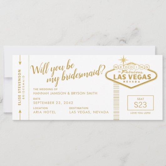 Carte Las Vegas Destination Wedding Bridesmaid Propositi (Devant)