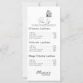 Carte Lash lounge Simple White Tarifs (Devant)