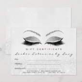 Carte Lash White Silver Maquillage Certificat Cadeau Pai (Devant / Derrière)