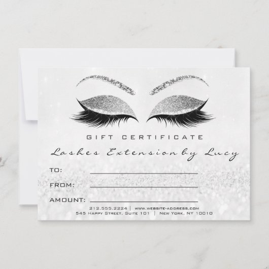 Carte Lash White Silver Maquillage Certificat Cadeau Pai (Devant)