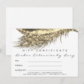 Carte Lashes Beauty Maquillage Certificat Cadeau Or Blan (Devant / Derrière)