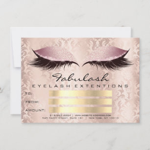 Carte Lashes Damask Pink Maquillage Artist certificat ca