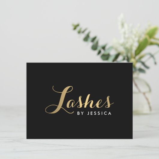 Carte Lashes de verre Script Gold/Black certificat cadea (Debout devant)