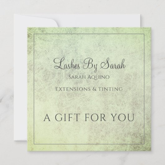 Carte Lashes Et Services De Beauté Sage Texté Vert (Devant)