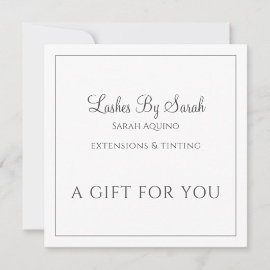 Carte Lashes Et Services De Beauté Sage Texté Vert (Devant)