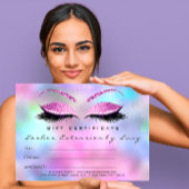 Carte Lashes Extension certificat maquillage cadeau bleu