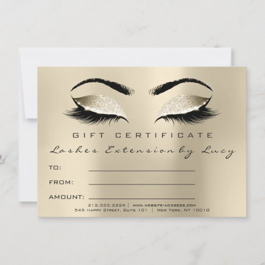 Carte Lashes Extension certificat maquillage cadeau ivoi (Devant)