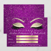 Carte Lashes Gold Magenta Pink Maquillage certificat cad (Devant / Derrière)