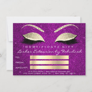Carte Lashes Gold Pink Maquillage Artist certificat cade