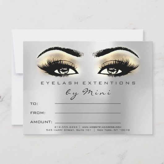 Carte Lashes Gris Gold Pink certificat maquillage Brow c (Devant)